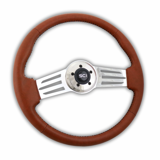 18" Italian Sky Vinyl 2-Spoke Steering Wheel  - 5 Bolt Pattern *FINAL SALE ITEM*