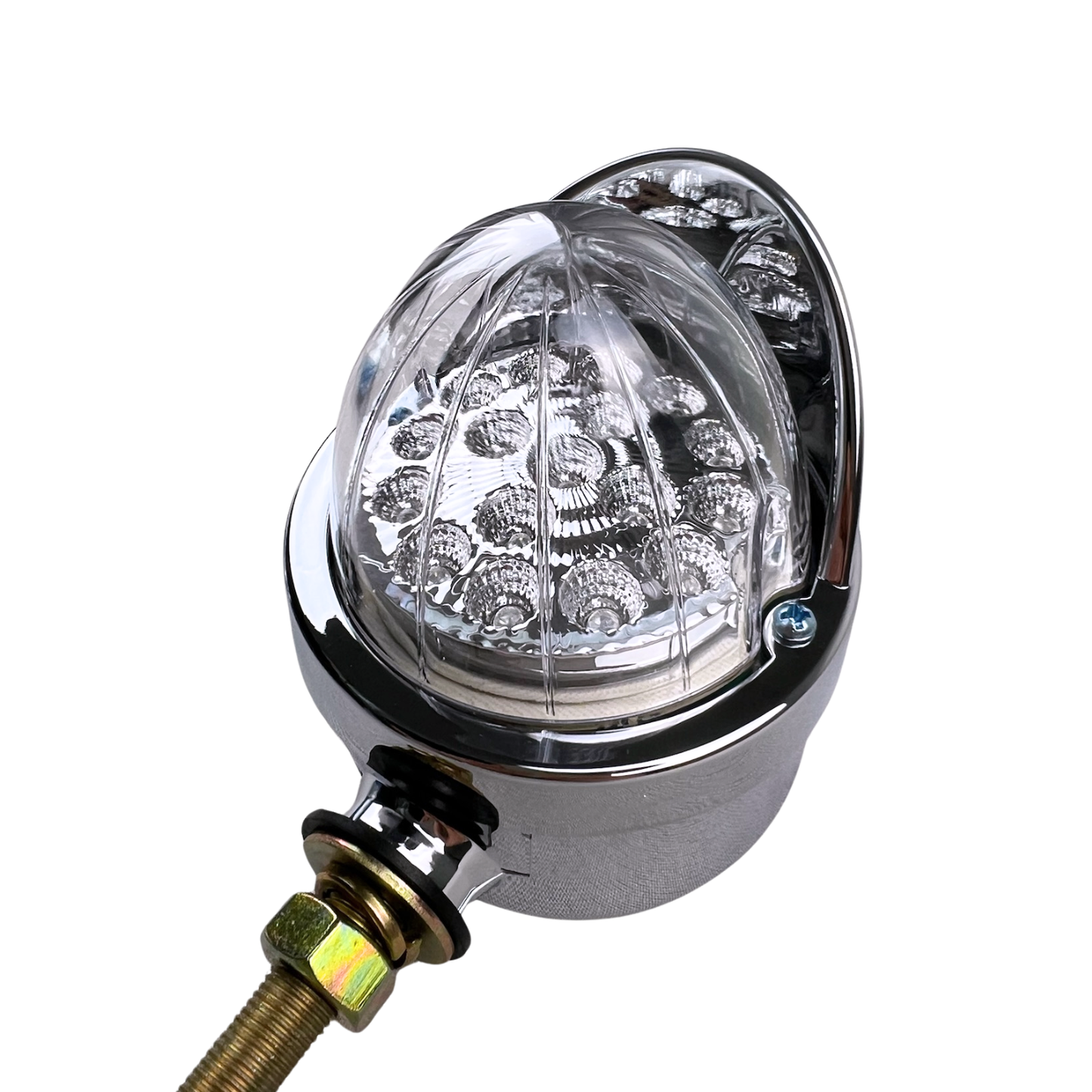 2 Single-Sided Chrome Auxiliary Watermelon LED Lights With Visor