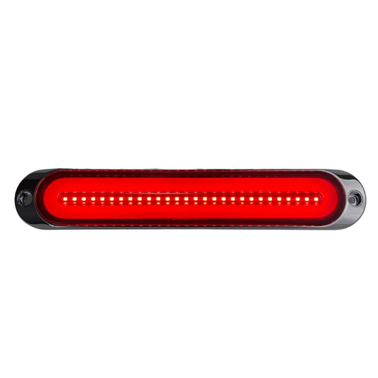 LED Brake light color-RED STROBE Chrome Bezel,10-30 Volts