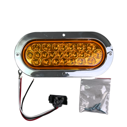 Oval Pearl LED Light in Amber W/ Chrome Bezel