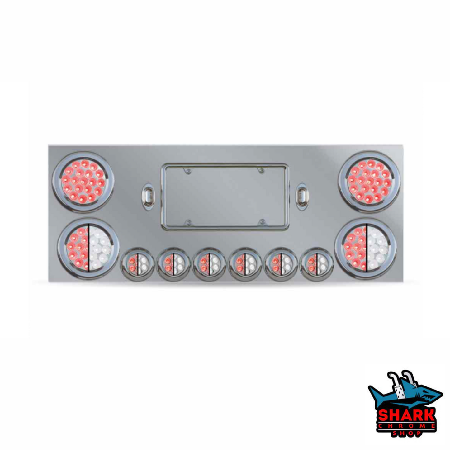 Dual LED Rear Center Panel – 4″ & 2″ Dual LEDs (Clear Lens) | Stainless Steel