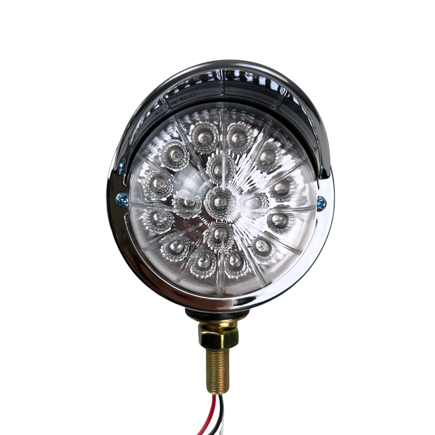 2 Single-Sided Chrome Auxiliary Watermelon LED Lights With Visor