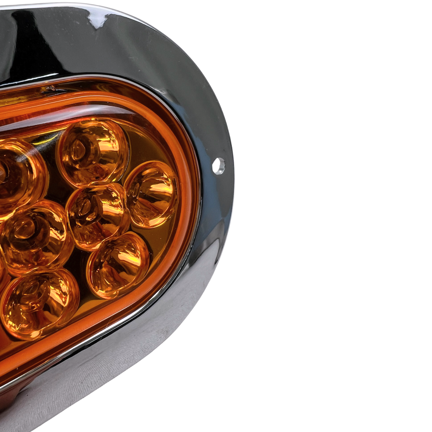 Oval Pearl LED Light in Amber W/ Chrome Bezel