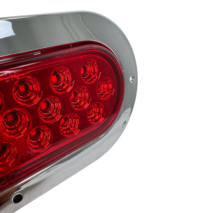 Oval Geometrical LED Light in Red W / Chrome Bezel