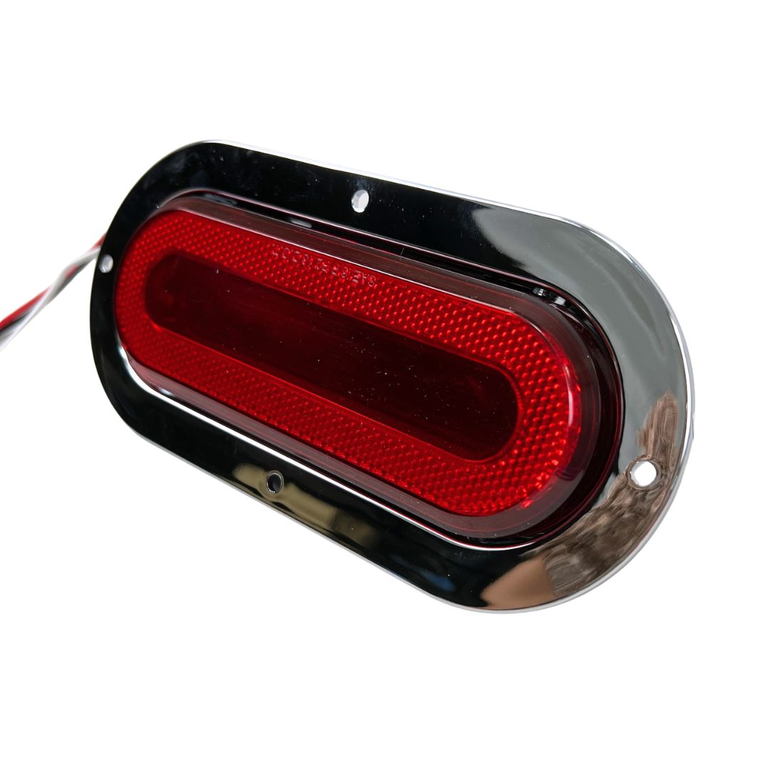 Oval Red LED Turn Signal Light in chrome bezel