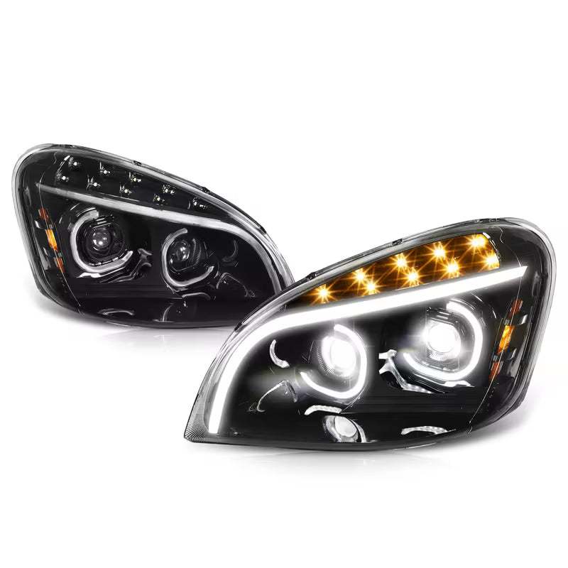 Freightliner Cascadia  08-17  3D LED Bar C-Shape Halo DRL Projector Headlights