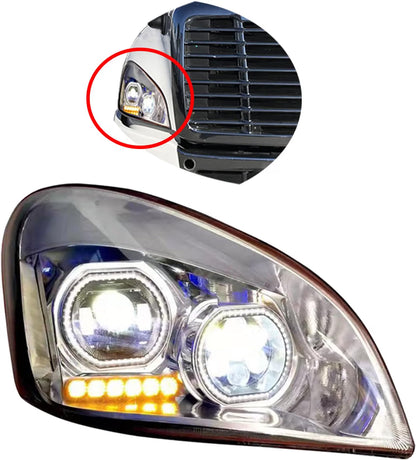 Projection Headlight with dual halo rings for Freightliner Cascadia 2008-2017 (Available in Chrome or Black)