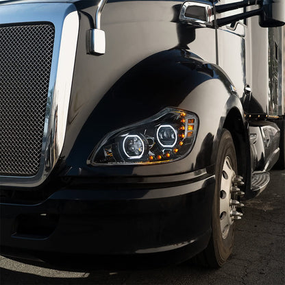 Kenworth T680 Headlight Full LED 2013-2021,Available in Chrome or Black Housing
