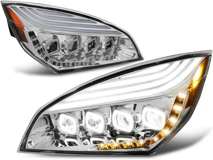 Quad LED Headlights w/ DRL For Freightliner Cascadia 2018-2024 (Available in Chrome or Black)