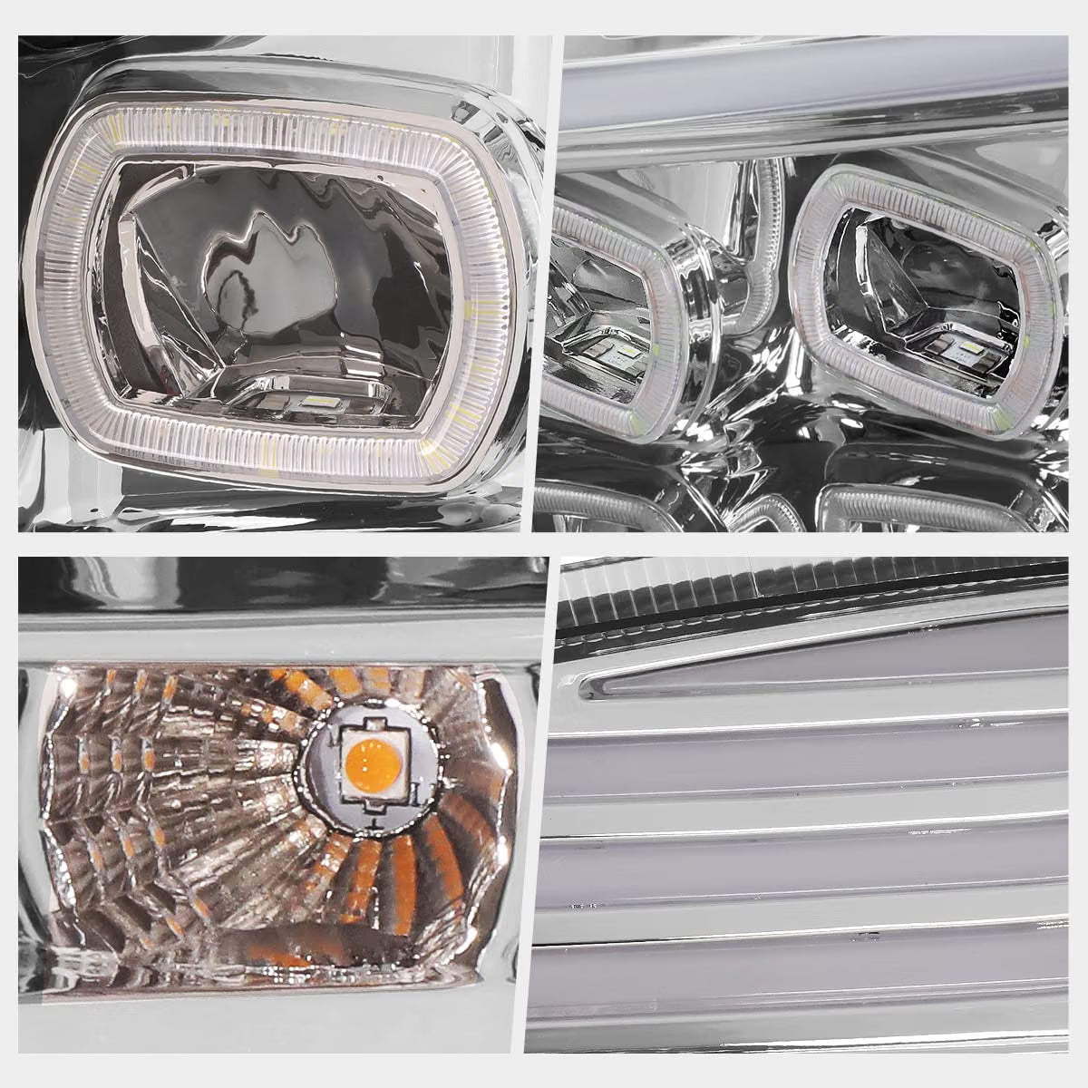 Quad LED Headlights w/ DRL For Freightliner Cascadia 2018-2024 (Available in Chrome or Black)