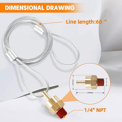 Air Tank Drain Valve Plug Fitting 1/4" NPT with 60" Cable Valve (1 PIECE)