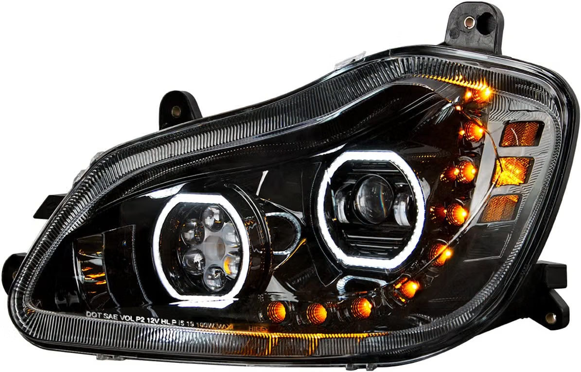 Kenworth T680 Headlight Full LED 2013-2021,Available in Chrome or Black Housing
