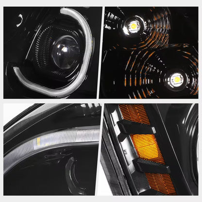 Freightliner Cascadia  08-17  3D LED Bar C-Shape Halo DRL Projector Headlights