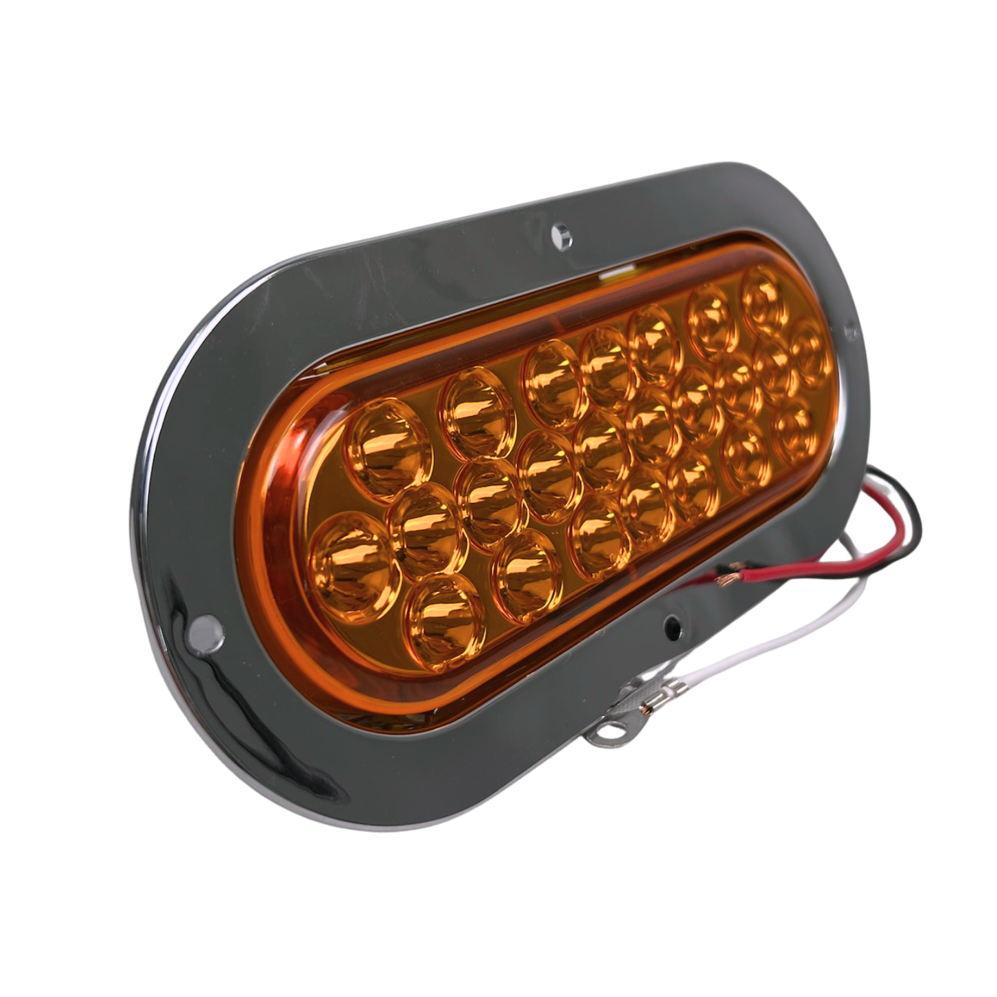 Oval Pearl LED Light in Amber W/ Chrome Bezel