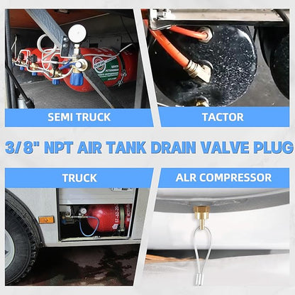 Air Tank Drain Valve Plug Fitting 3/8" NPT with 60" Cable Valve (1 PIECE)