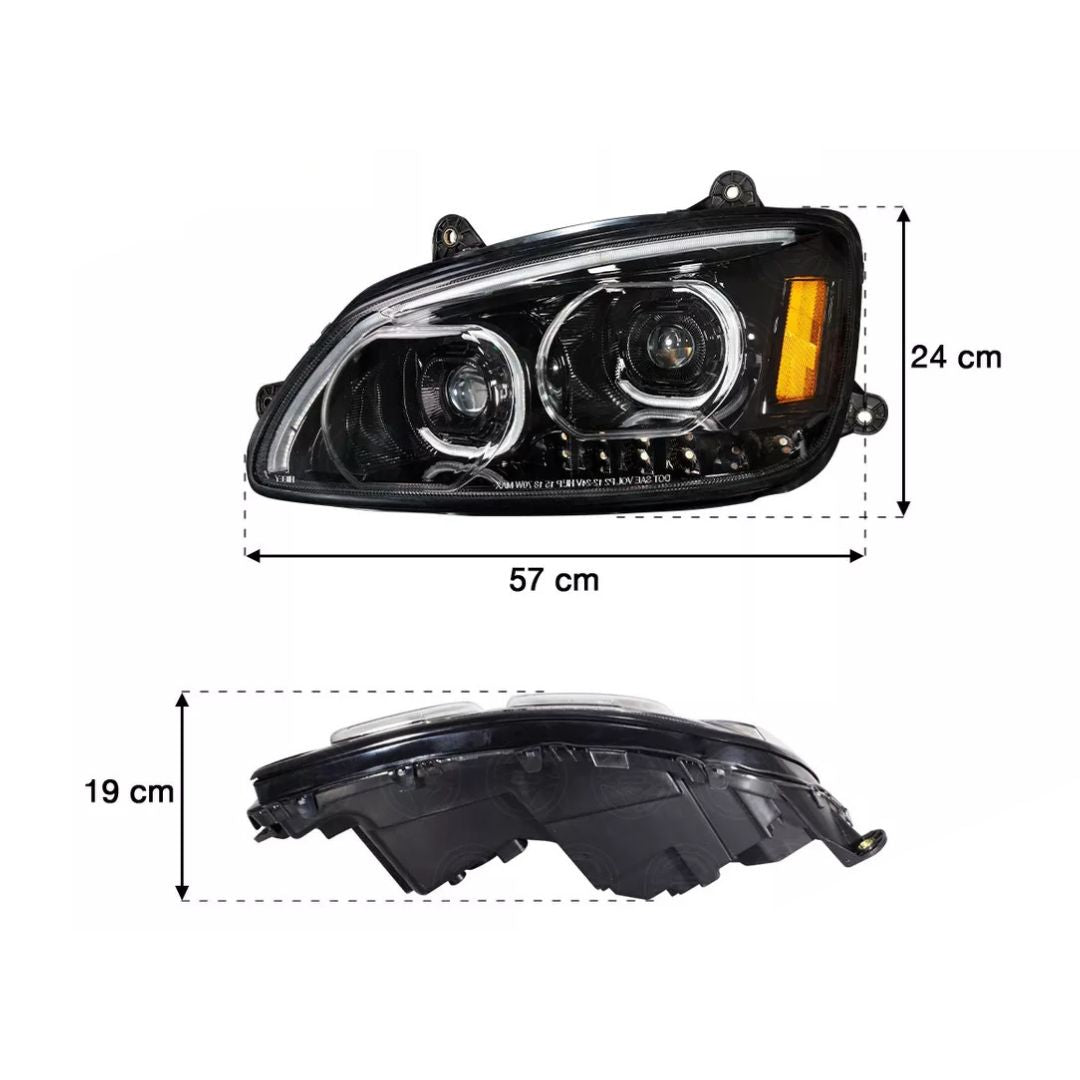 Kenworth T660 LED Projector DRL Headlights in Black