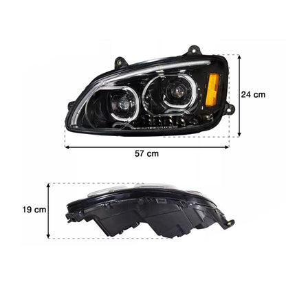 Kenworth T660 LED Projector DRL Headlights in Black