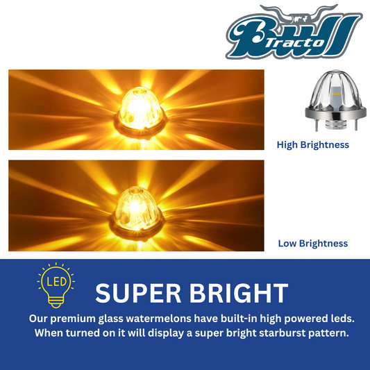 Glass Watermelon white lens,X3 LED Amber bulb Single color