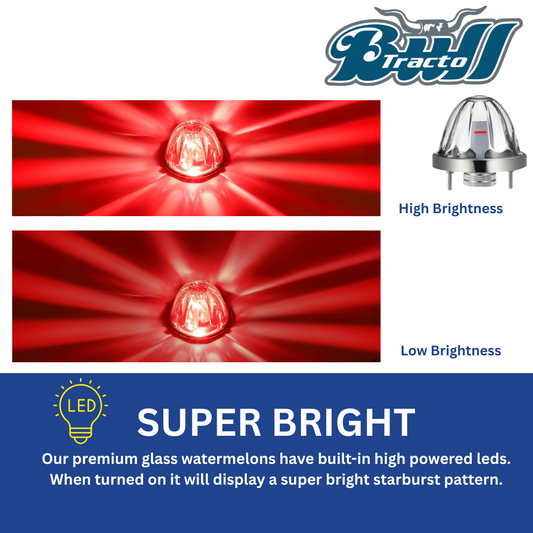 Glass Watermelon white lens,X3 RED LED bulb ,Single color