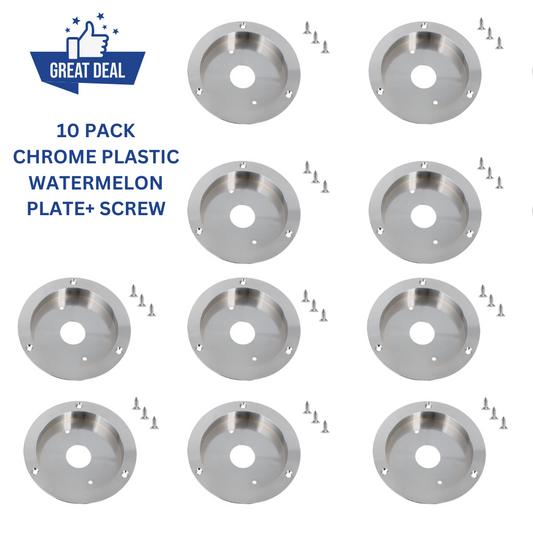 10 PACK CHROME PLASTIC WATERMELON PLATE BASE + SCREWS