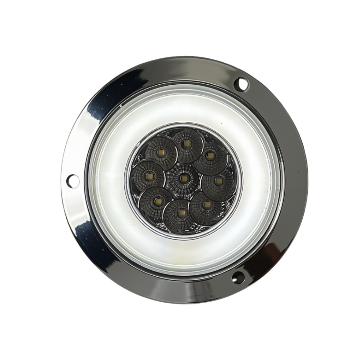 4" Flange- Mounted GLO Turn Signal LED Light (CLEAR/WHITE) With Connector