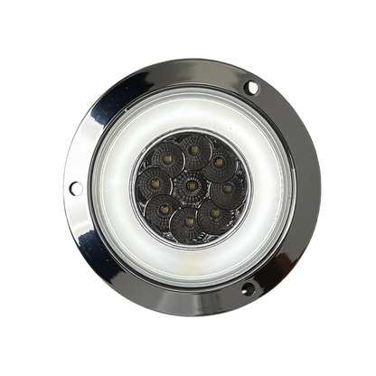 4" Flange- Mounted GLO Turn Signal LED Light (CLEAR/WHITE) With Connector