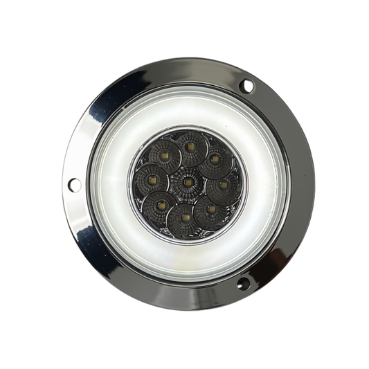 4" Flange- Mounted GLO Turn Signal LED Light (CLEAR/WHITE) With Connector