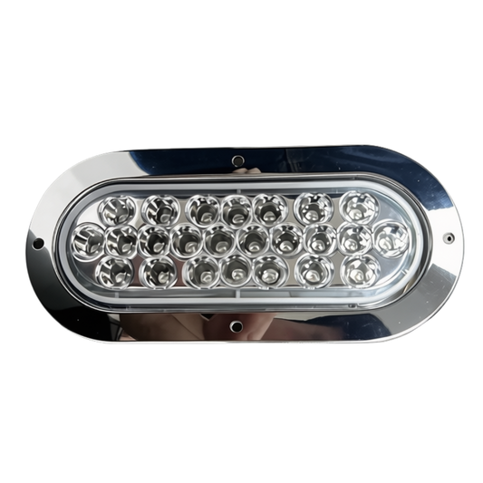 Oval Clear/White LED With Chrome Bezel & Connector Included