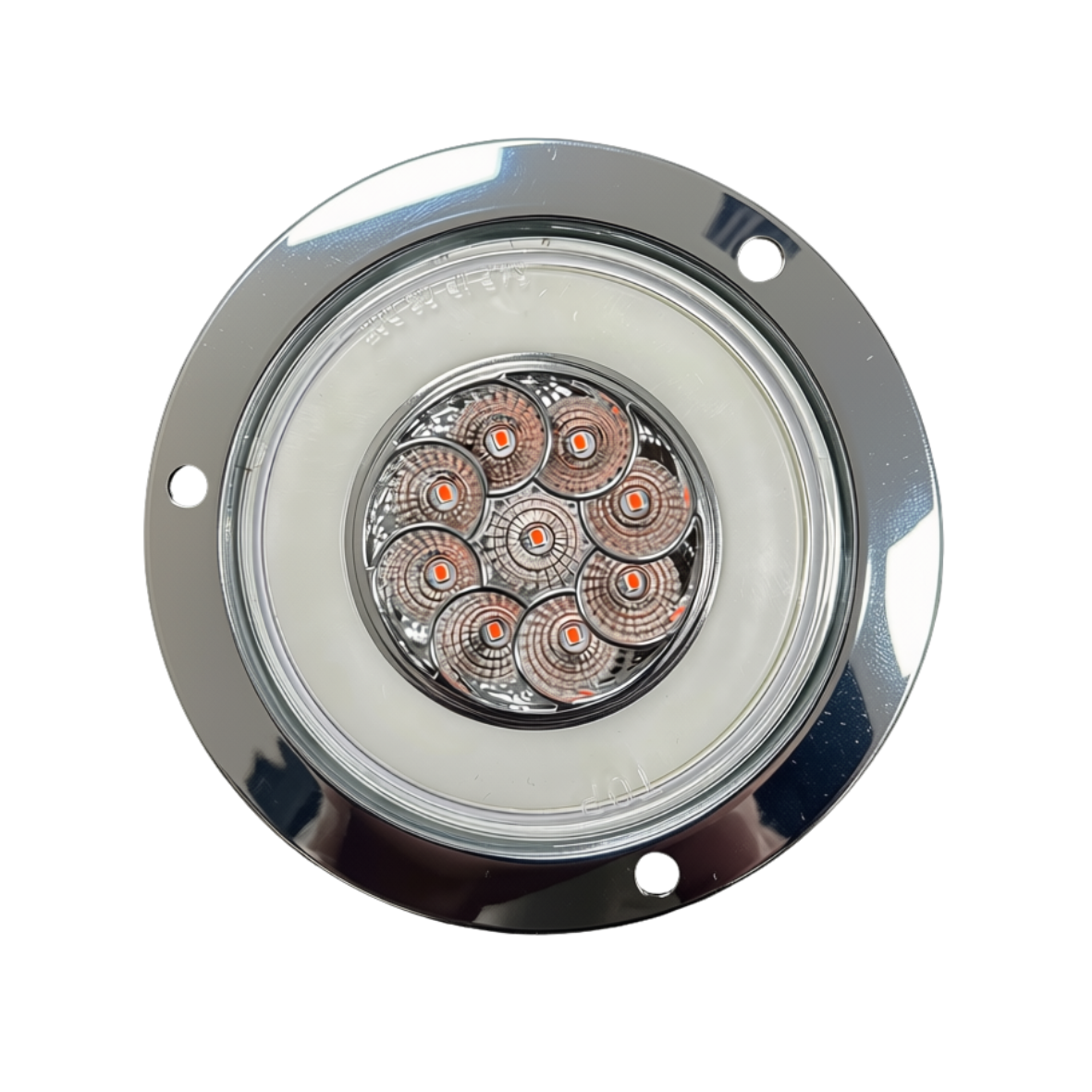 4" Flange- Mounted GLO Turn Signal LED Light (Clear/Red)  With Connector