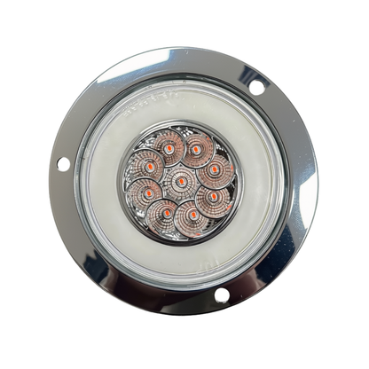 4" Flange- Mounted GLO Turn Signal LED Light (Clear/Red)  With Connector