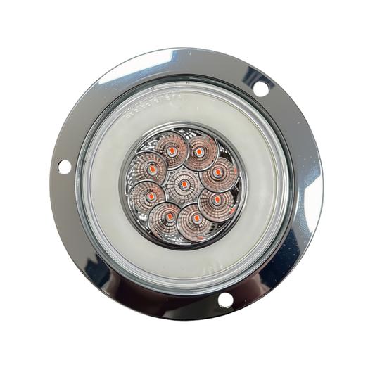 4" Flange- Mounted GLO Turn Signal LED Light (Clear/Red)  With Connector
