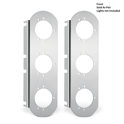 Peterbilt -T- Radious Style bracket w/(3)Watermelon light holes stainless PAIR steel