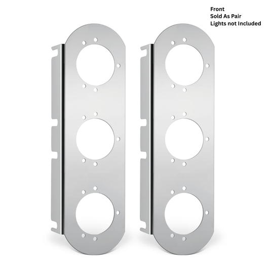 Peterbilt -T- Radious Style bracket w/(3)Watermelon light holes stainless PAIR steel