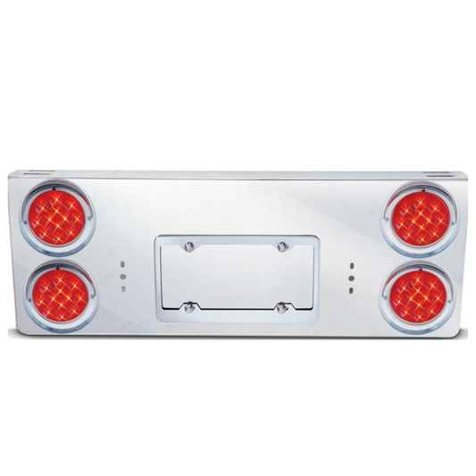 Stainless Steel Rear Light Panel W/4-4" Red/Red Spyder