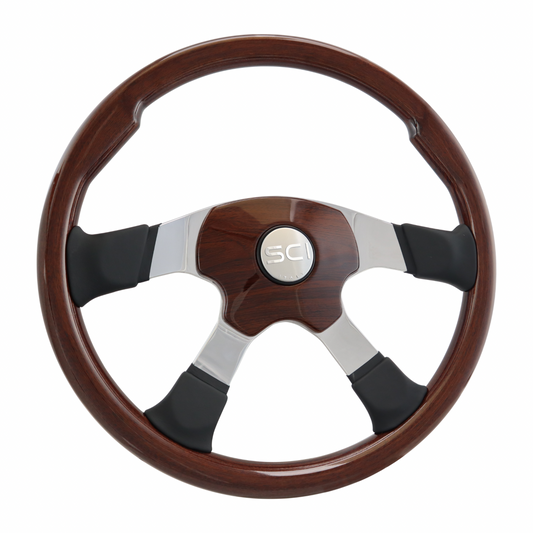 18" Mahogany Rim- 4-Spoke Steering Wheel  - 5 Bolt Pattern