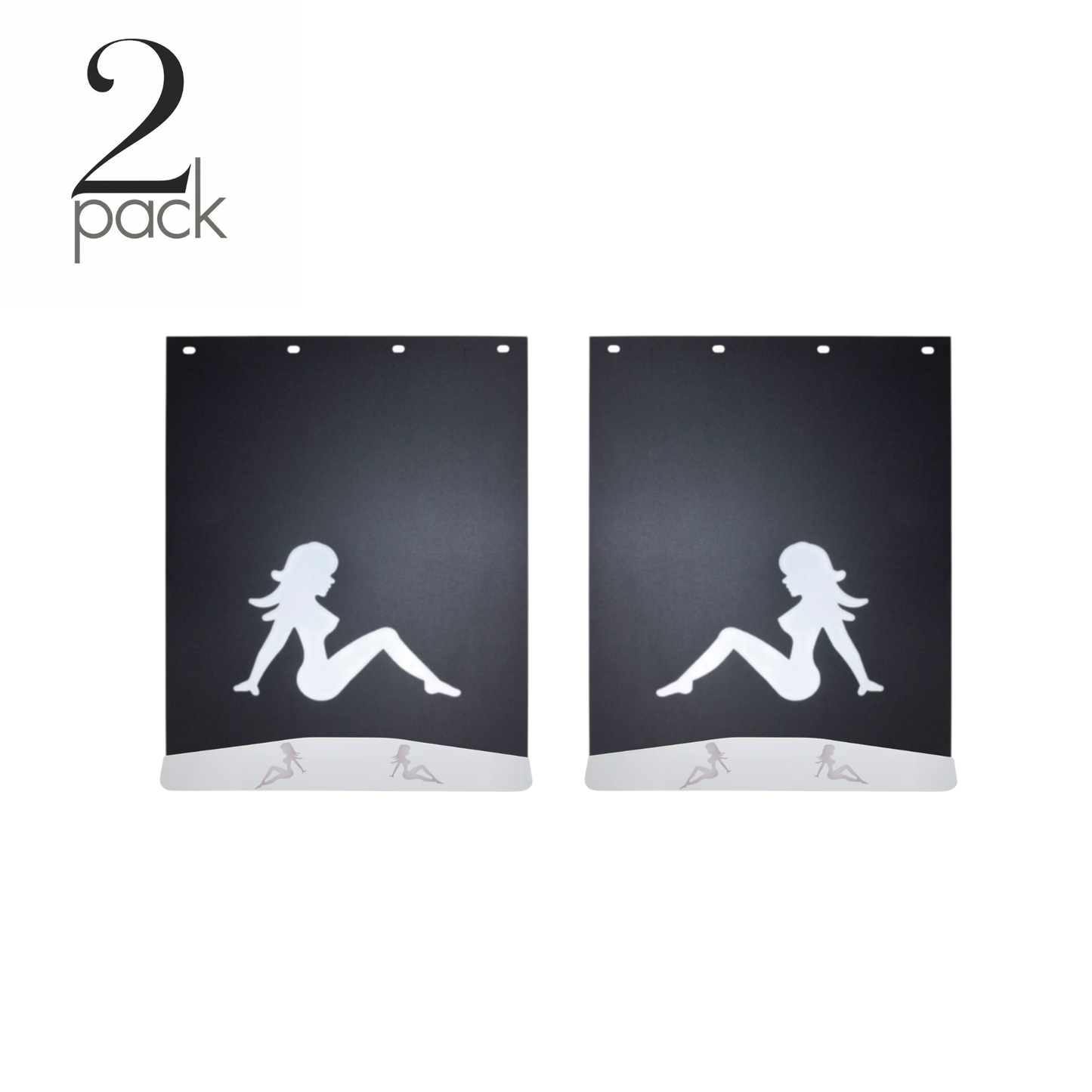 Sitting Lady Set of Mudflaps  24"x34" with Set of Mudflap Weights