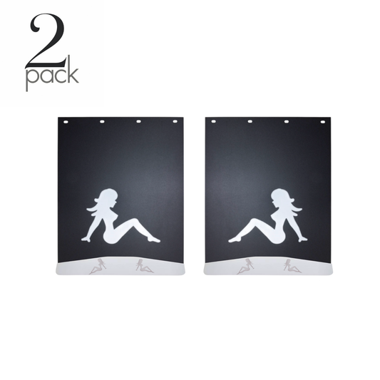 Sitting Lady Set of Mudflaps  24"x34" with Set of Mudflap Weights