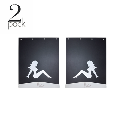 Sitting Lady Set of Mudflaps  24"x34" with Set of Mudflap Weights