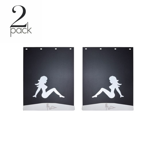 Sitting Lady Set of Mudflaps  24"x34" with Set of Mudflap Weights
