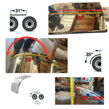 Stainless Steel Half Fenders 66" Set With Mounting Hardware include