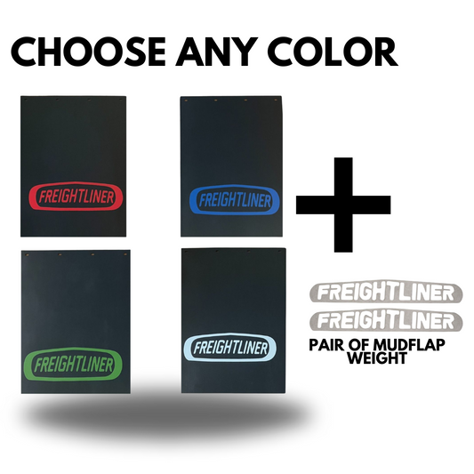 FREIGHTLINER SET OF MUD FLAPS 24"x34" WITH SET OF MUDFLAP WEIGHTS