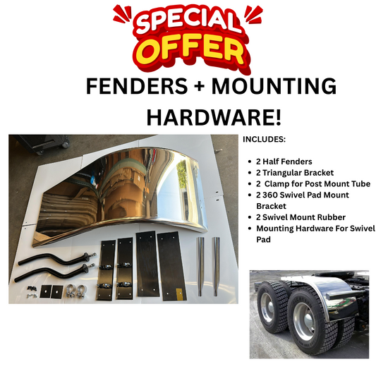 Stainless Steel Half Fenders 66" Set With Mounting Hardware include