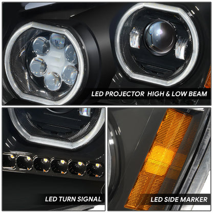 Freightliner Cascadia 08-17  RGB LED  Projector Headlights Black (SOLD INDIVIDUALLY)