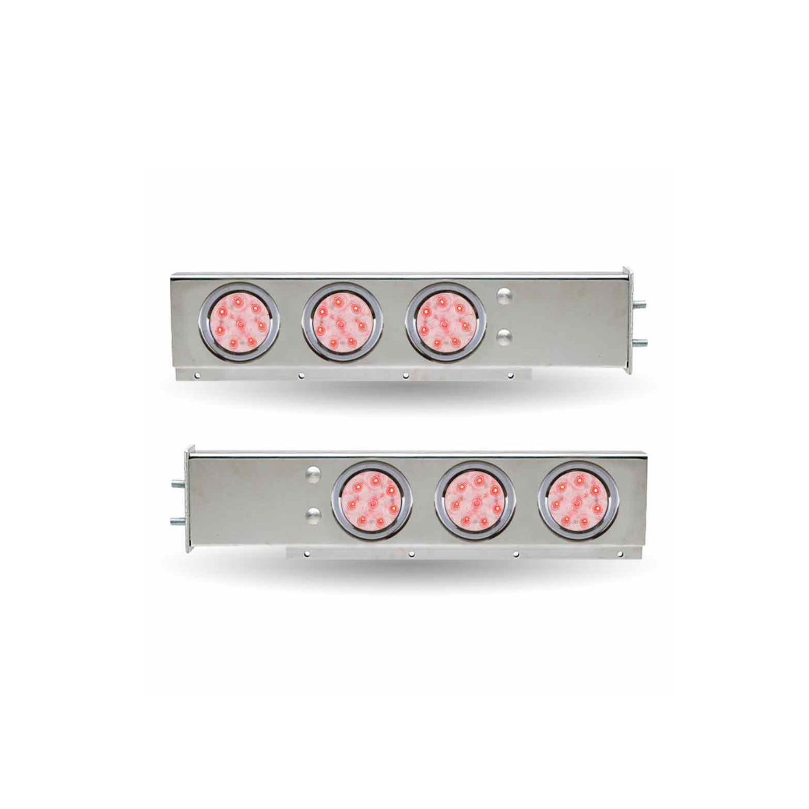 30" SS Mud Flap Hangers 2 1/2" Bolt S. 4" -12 Clear Lens / Red Led's