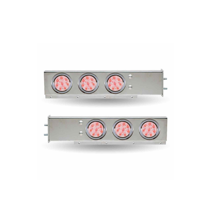 30" SS Mud Flap Hangers 2 1/2" Bolt S. 4" -12 Clear Lens / Red Led's