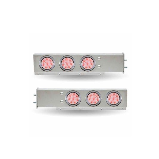 30" SS Mud Flap Hangers 2 1/2" Bolt S. 4" -12 Clear Lens / Red Led's