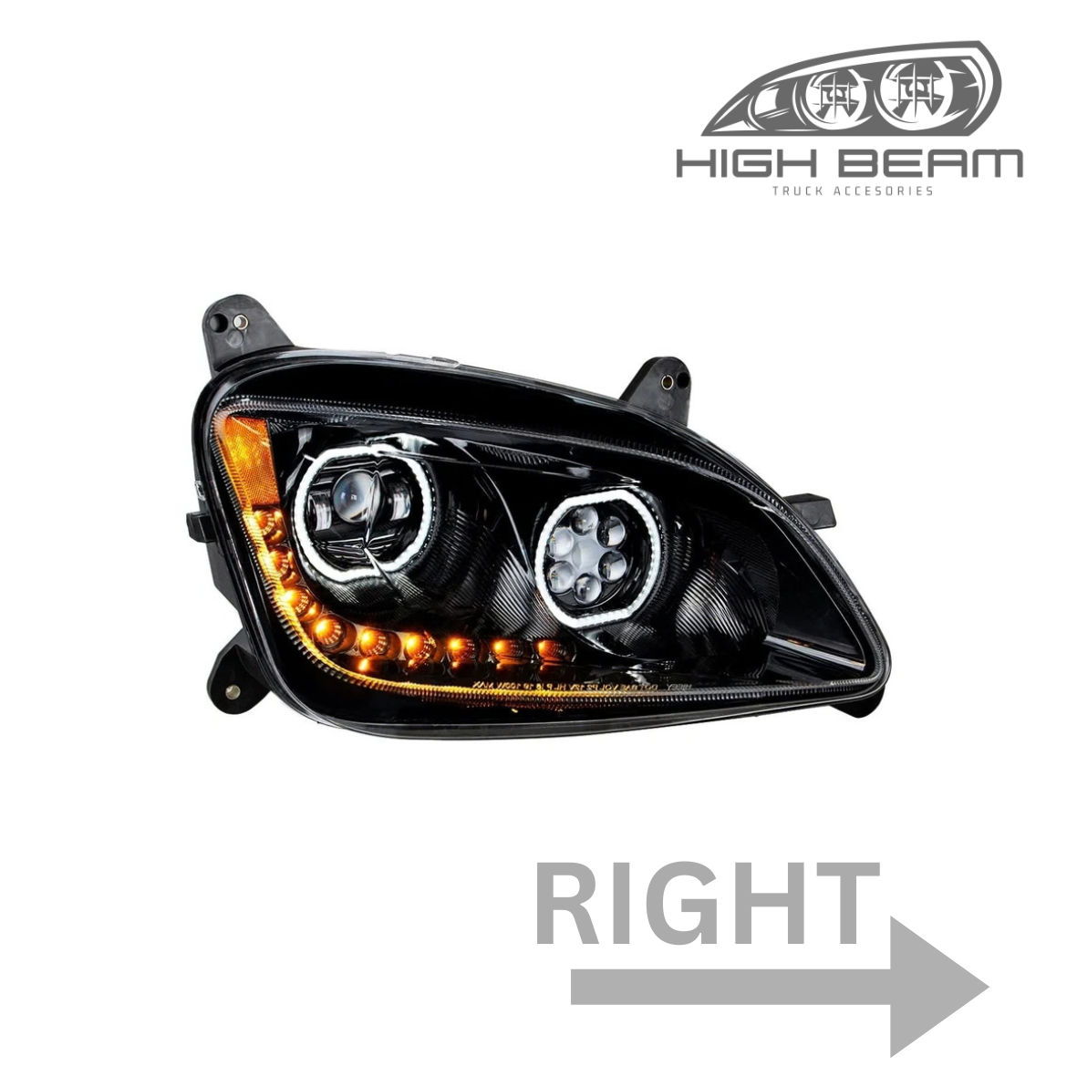 579 LED Headlight for Peterbilt 579 2013-2021, Black Housing