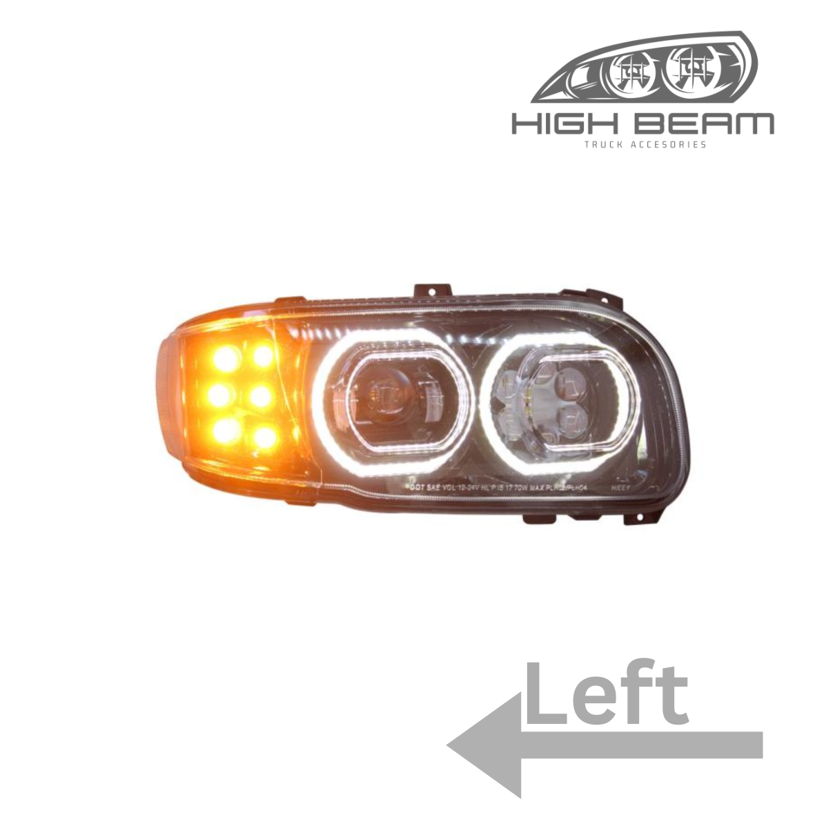 Peterbilt 388/389 Full LED Headlight Available in Black or Chrome
