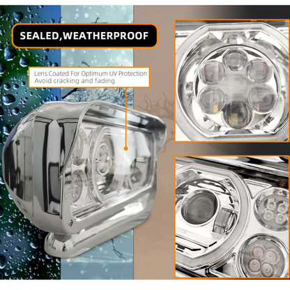 Peterbilt 359, Black Headlight with Aluminum Alloy Bracket Available in Chrome or Black Housing
