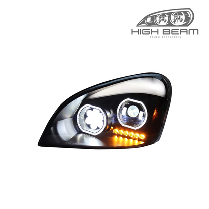 Projection Headlight with dual halo rings for Freightliner Cascadia 2008-2017 (Available in Chrome or Black)